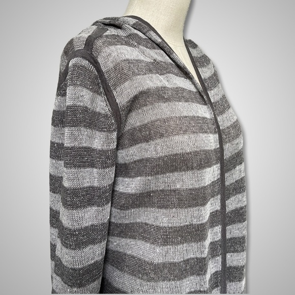 { Eileen Fisher } - Organic Linen Hooded Cardigan - Picture 3 of 4